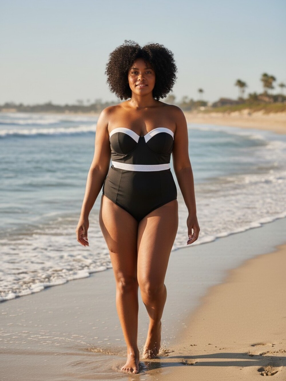 Torrid 2 Black and White Strapless One-Piece Swimsuit Sz 2X Retro